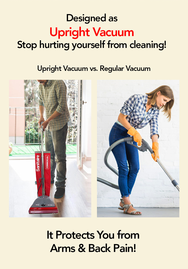 upright vacuum, protects arms and back pain.